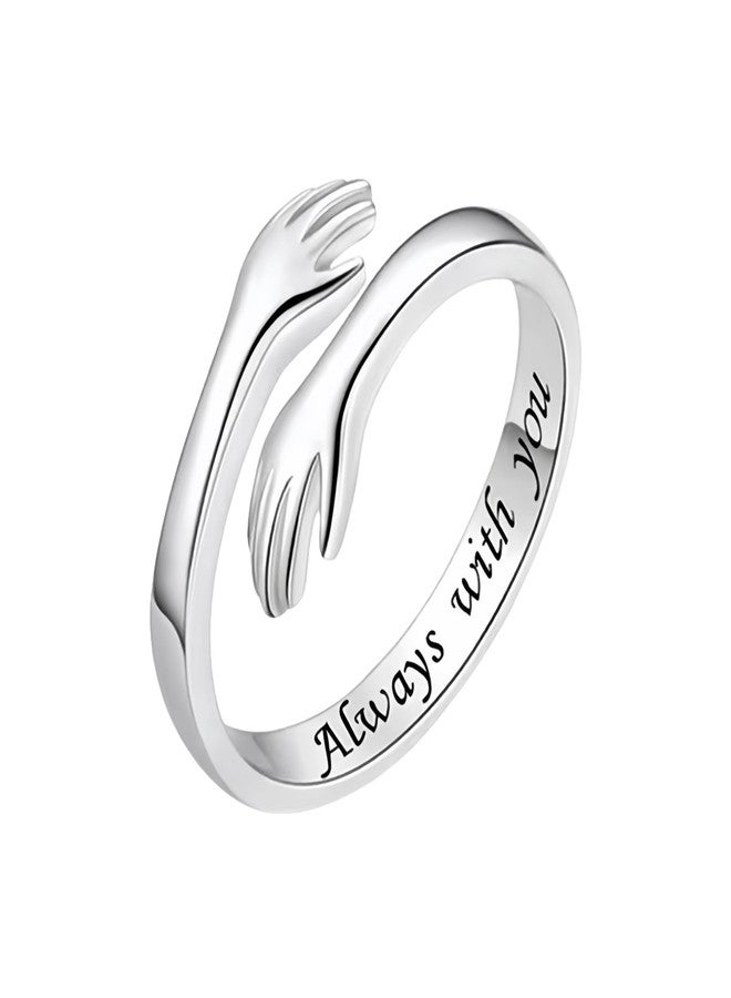 sunglnl Granddaughter Hug Ring For Hope Rings, Stainless Steel Motivation Hugging Hands Open Engraved "Always With You" Message Adjustable Non Tarnish Jewelry Birthday Gift Card (Always(Granddaughter)) - Image 5